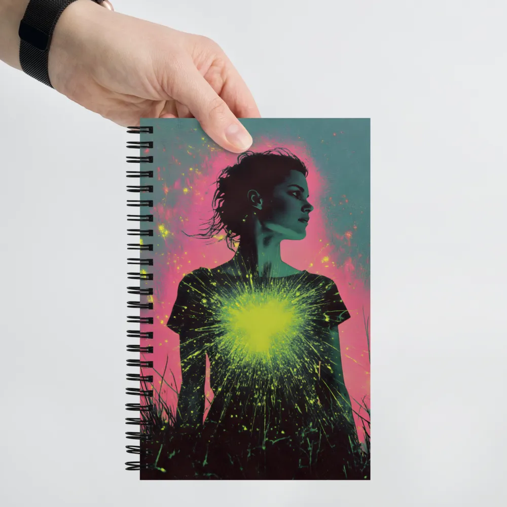 Cosmic Heart: A Surreal Portrait of Strength | Spiral Notebook