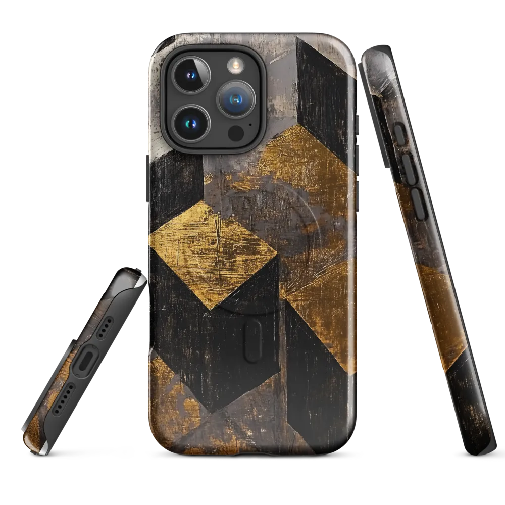 Geometric Harmony in Gold and Black | Phone Case |  16 Pro Max | MagSafe® Tough Case | Glossy
