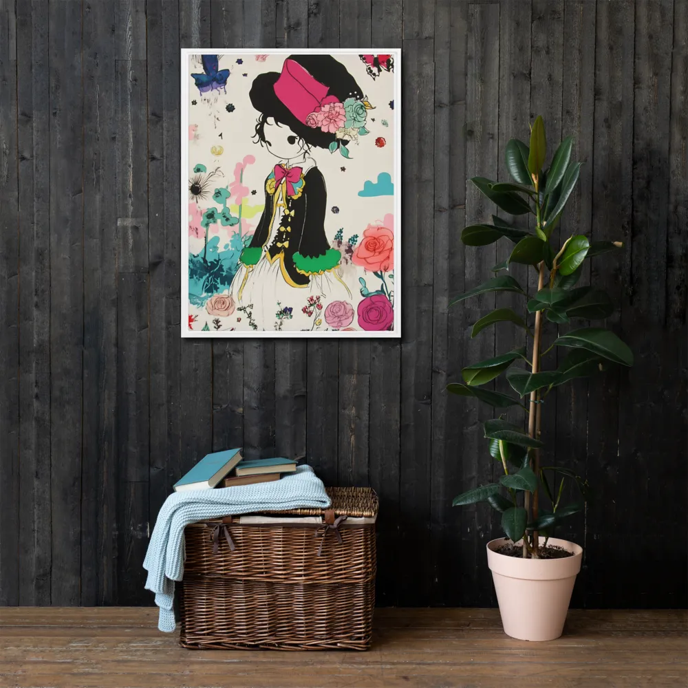 Whimsical Garden Reverie | Canvas with White Frame | 24″×32″