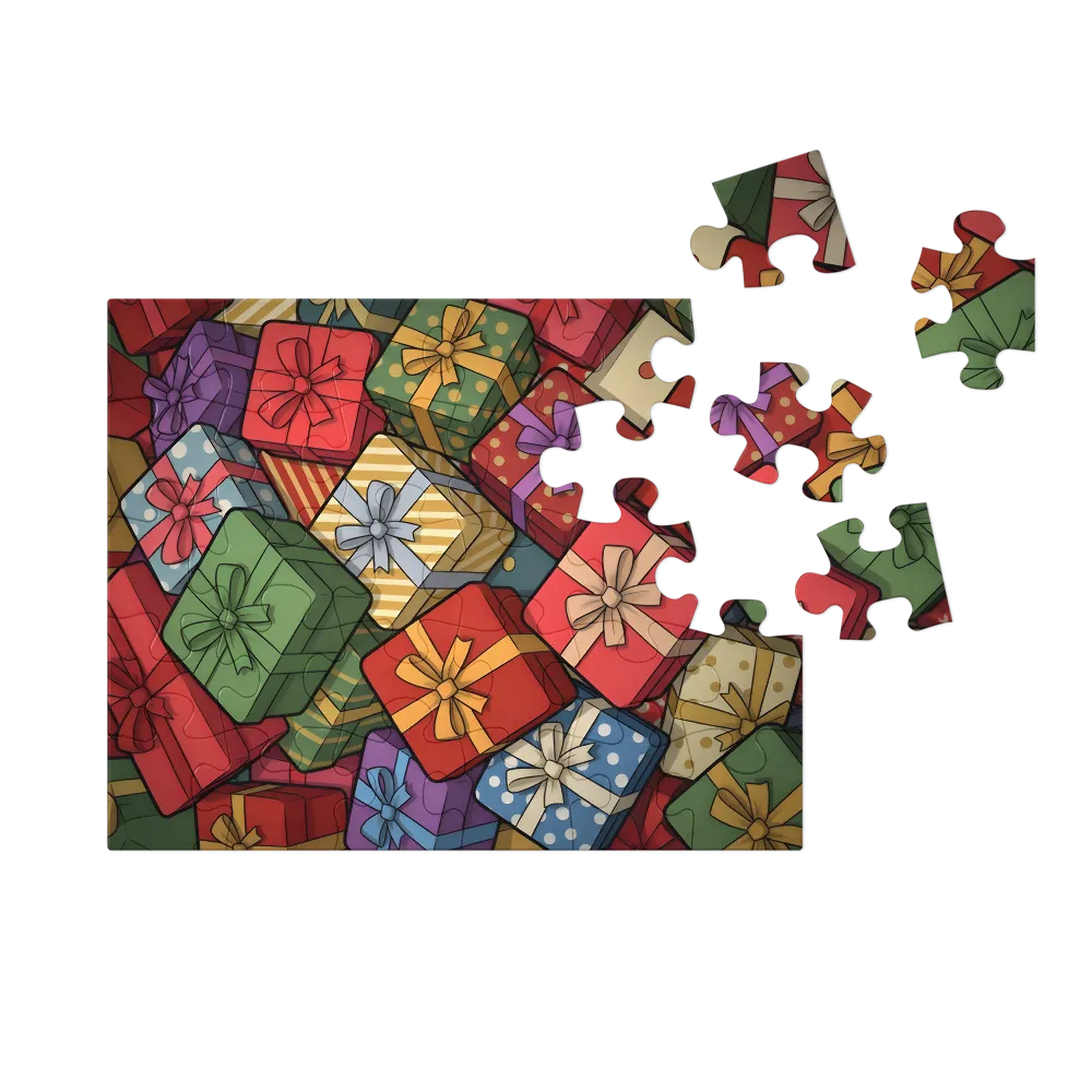 Pile of Wrapped Presents 
 Jigsaw Puzzle in Tin Box