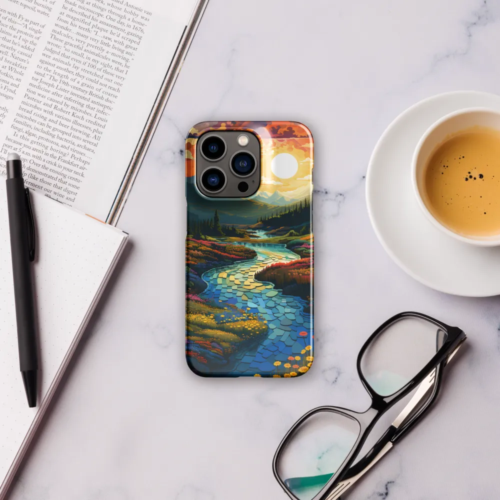Serenity in Sunset: A Winding River's Embrace | Phone Case |  14 Pro | Snap Case | Glossy
