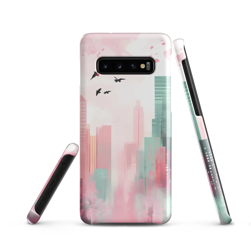 Dreamy Cityscape in Pink and Cyan