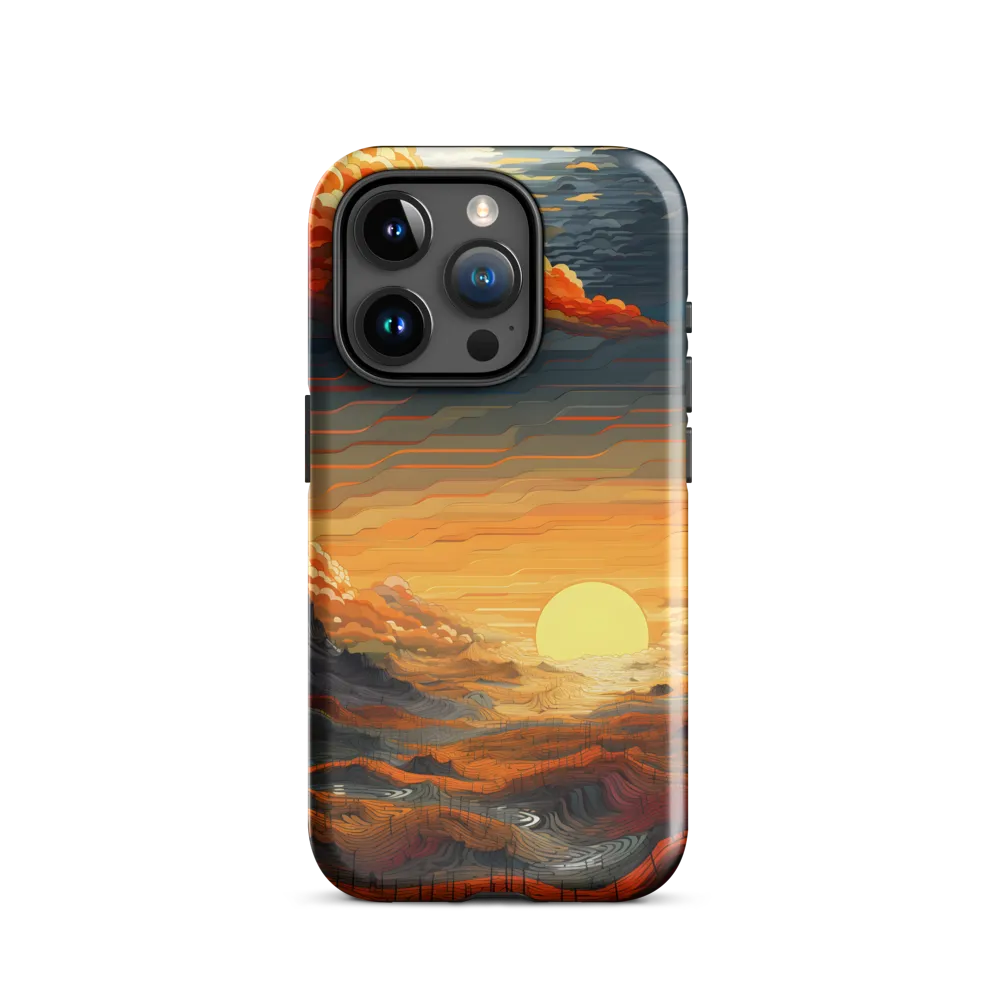 Ethereal Sunset: A Serene Landscape in Flowing Forms | Phone Case |  15 Pro | Tough Case | Glossy