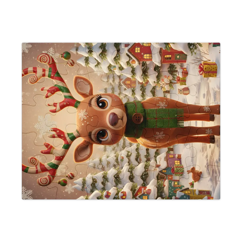 Festive Reindeer 
 Jigsaw Puzzle in Tin Box