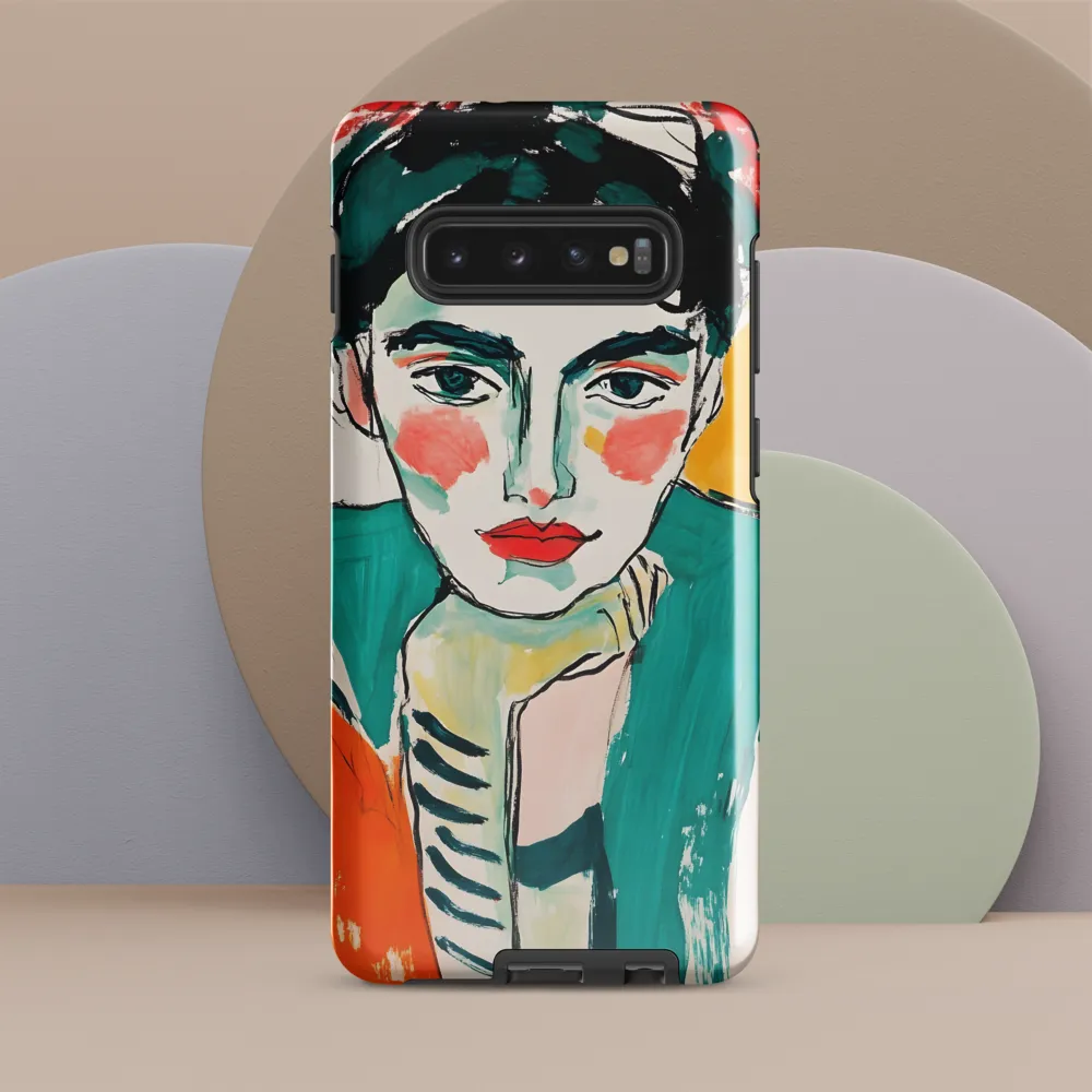 Contemplative Portrait in Bold Hues | Phone Case |  S10 Plus | Tough Case | Glossy