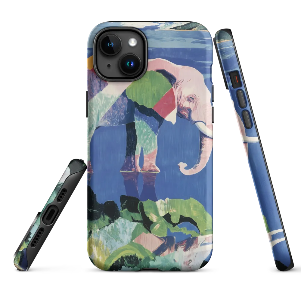Serenity in Color: The Elephants of Reflection | Phone Case |  15 Plus | Tough Case | Matte