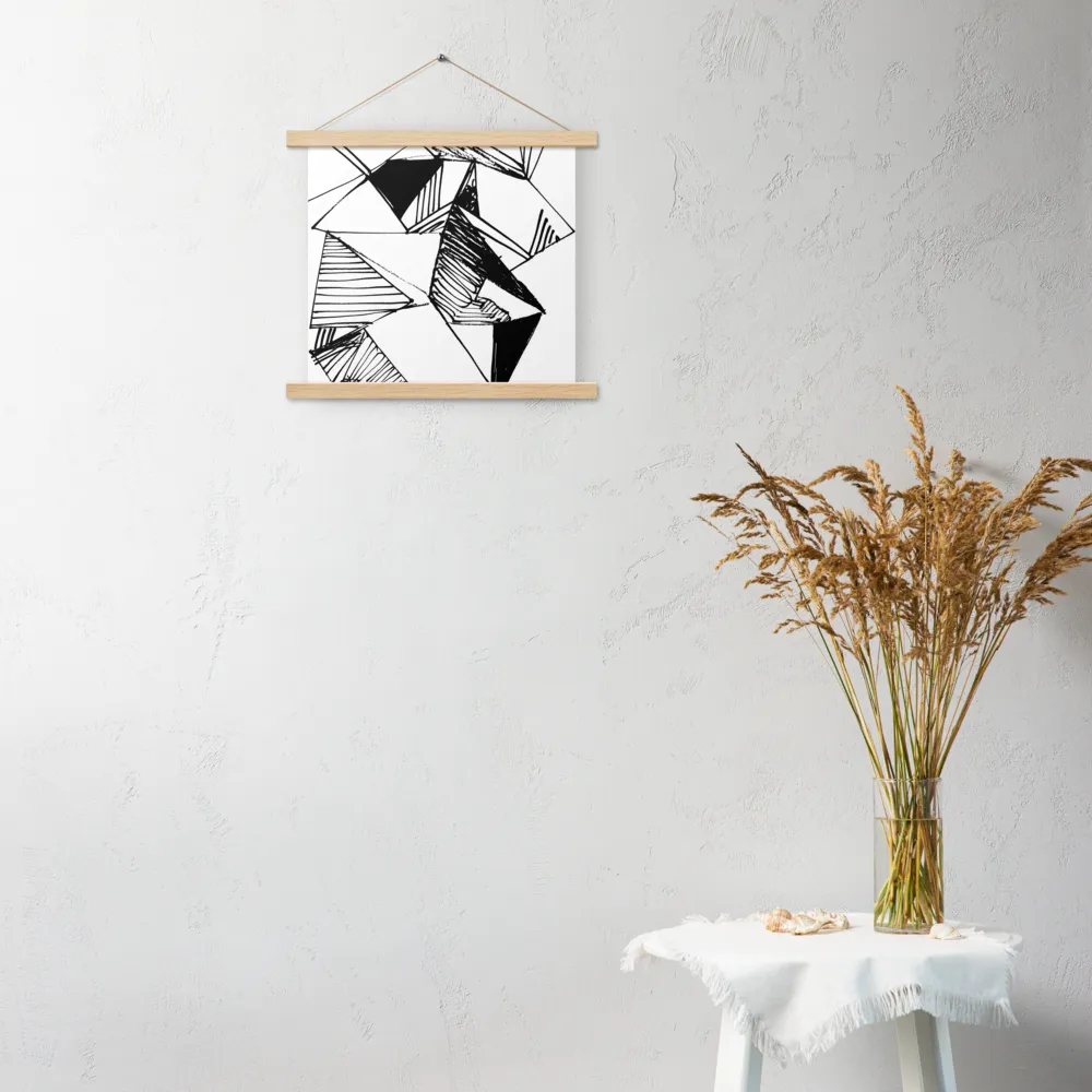 Dynamic Geometry in Ink | Poster With Oak Wood Hanger | 14″×14″
