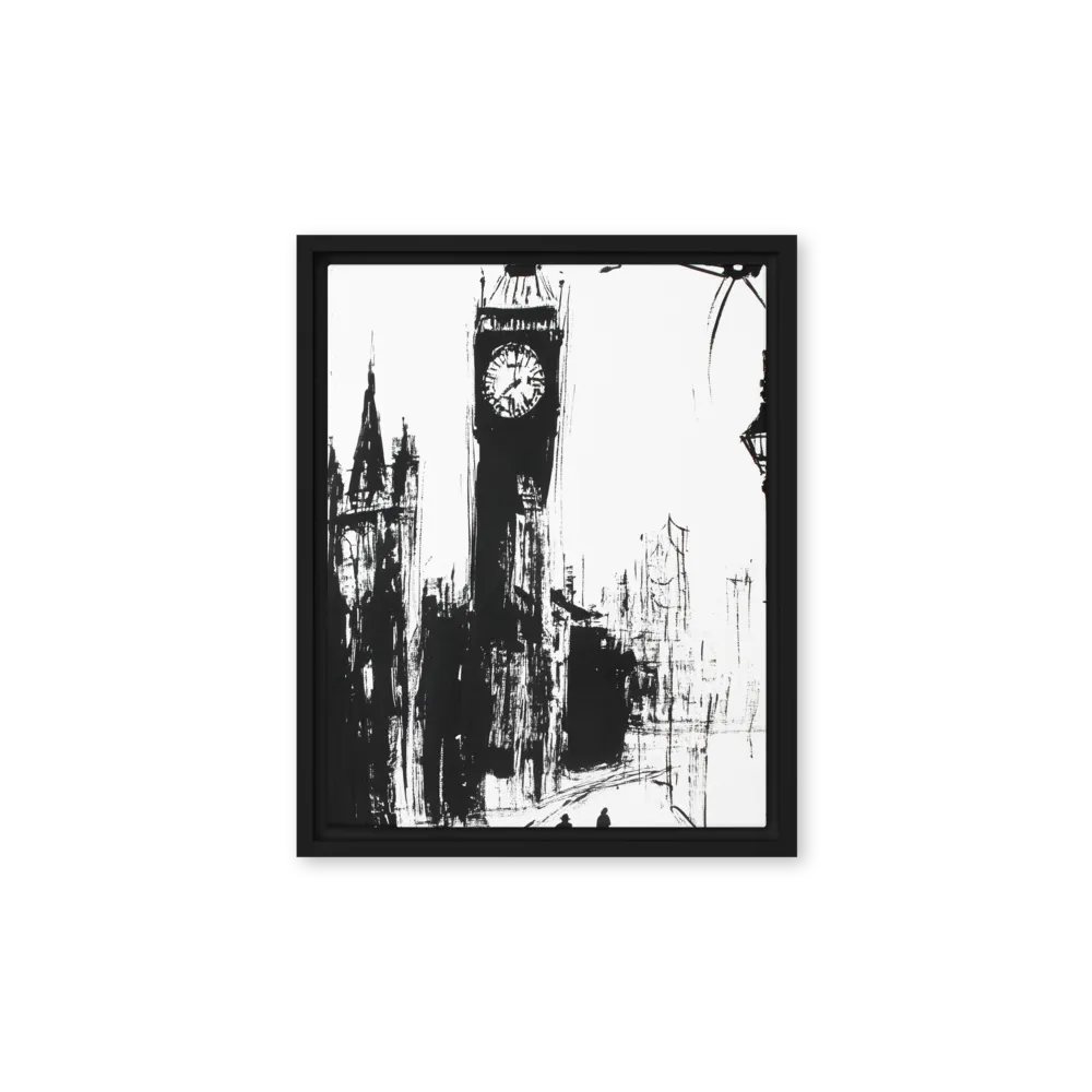 Clock Tower in Motion | Canvas with Black Frame | 11″×14″