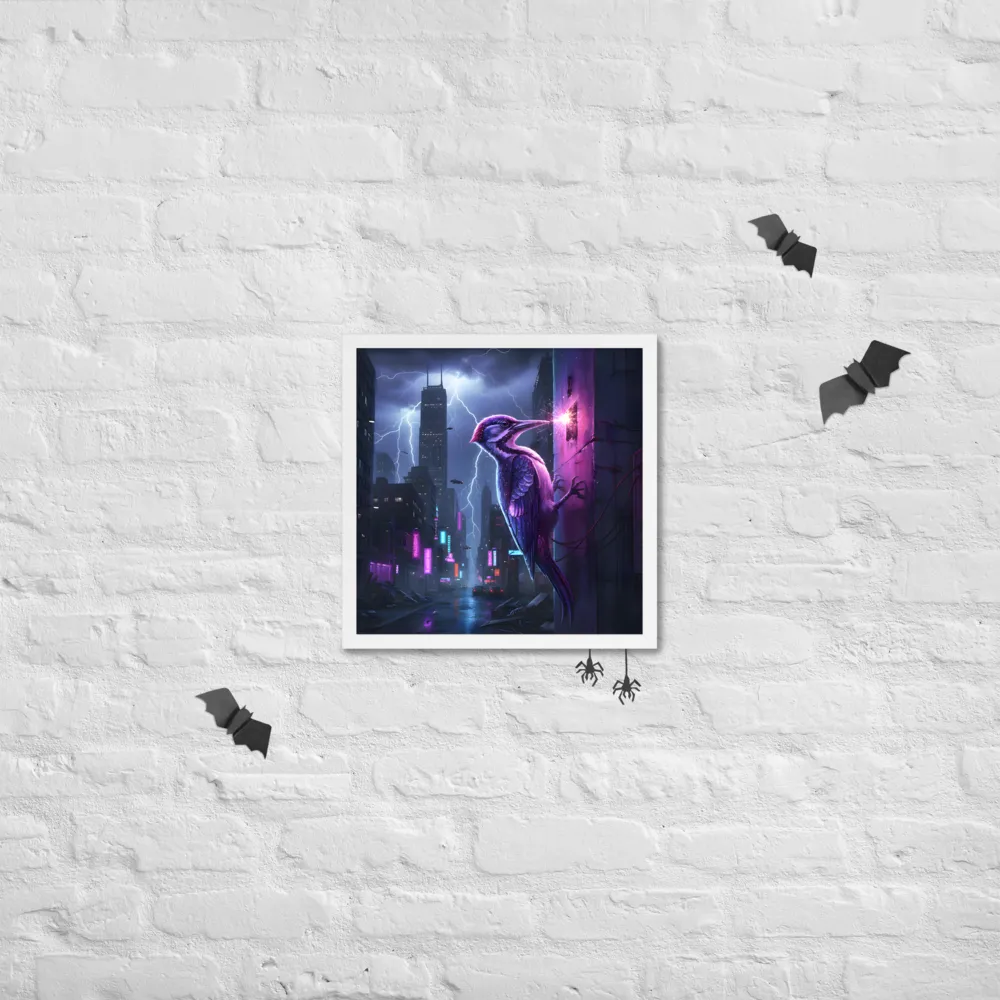 Neon Woodpecker 
 Poster with White Frame | 16″x 16″