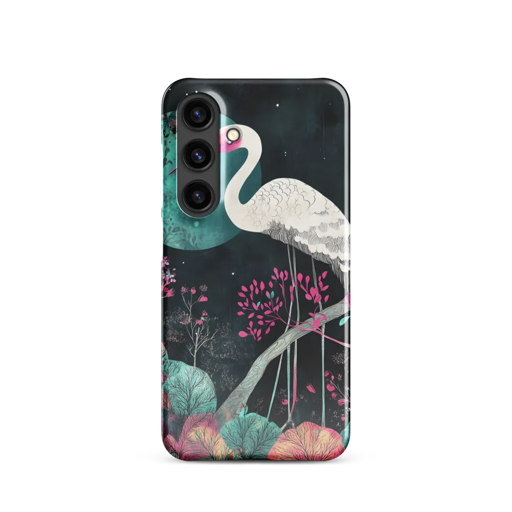 Ethereal Presence: Heron in a Floral Dreamscape | Phone Case |  S24 | Snap Case | Glossy