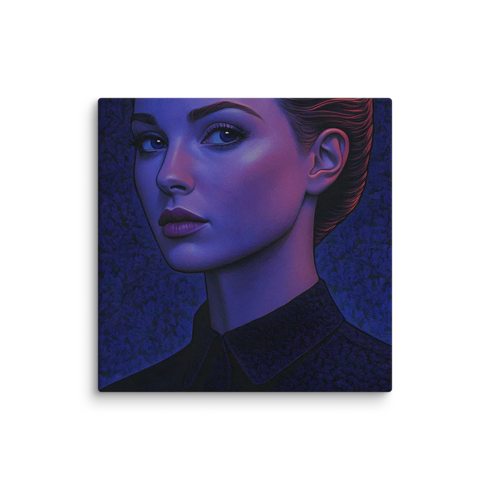 Ethereal Portrait in Blue and Red | Canvas | 10″×10″