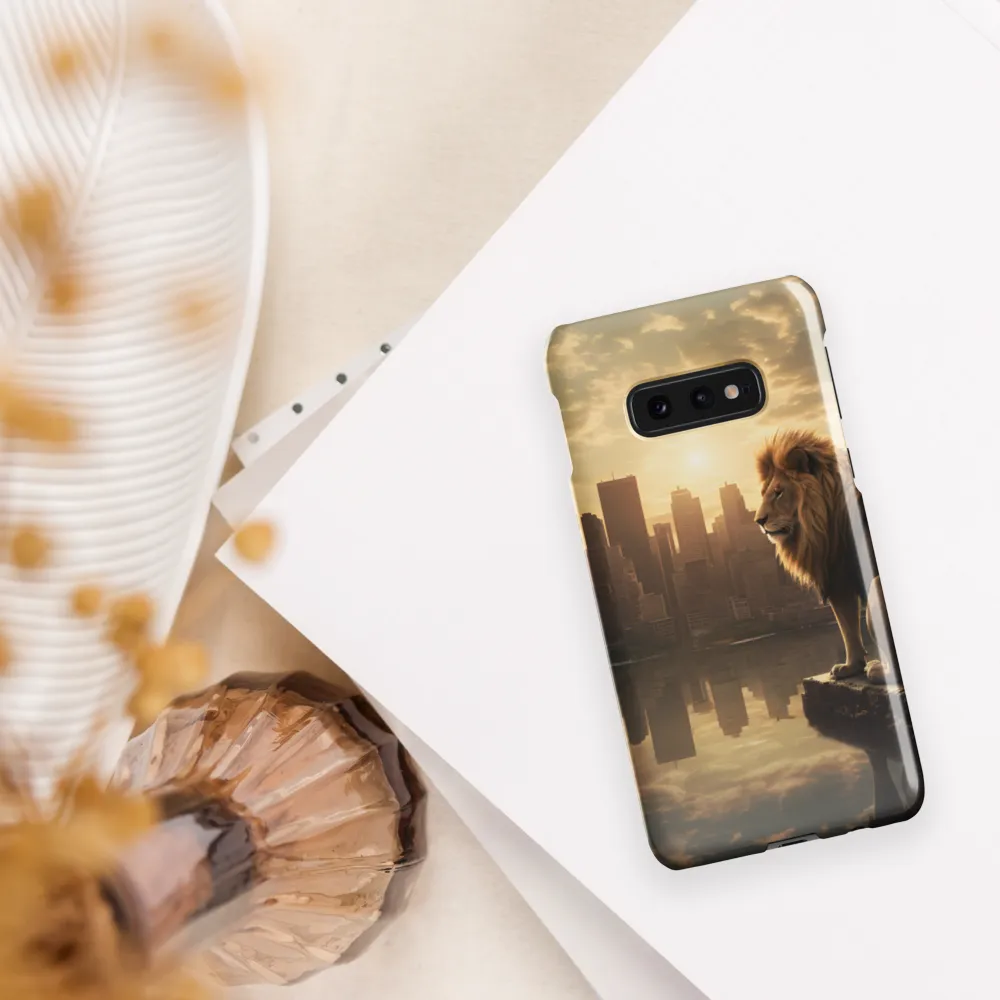 The Lion's Gaze Over the Urban Symphony | Phone Case |  S10e | Snap Case | Glossy
