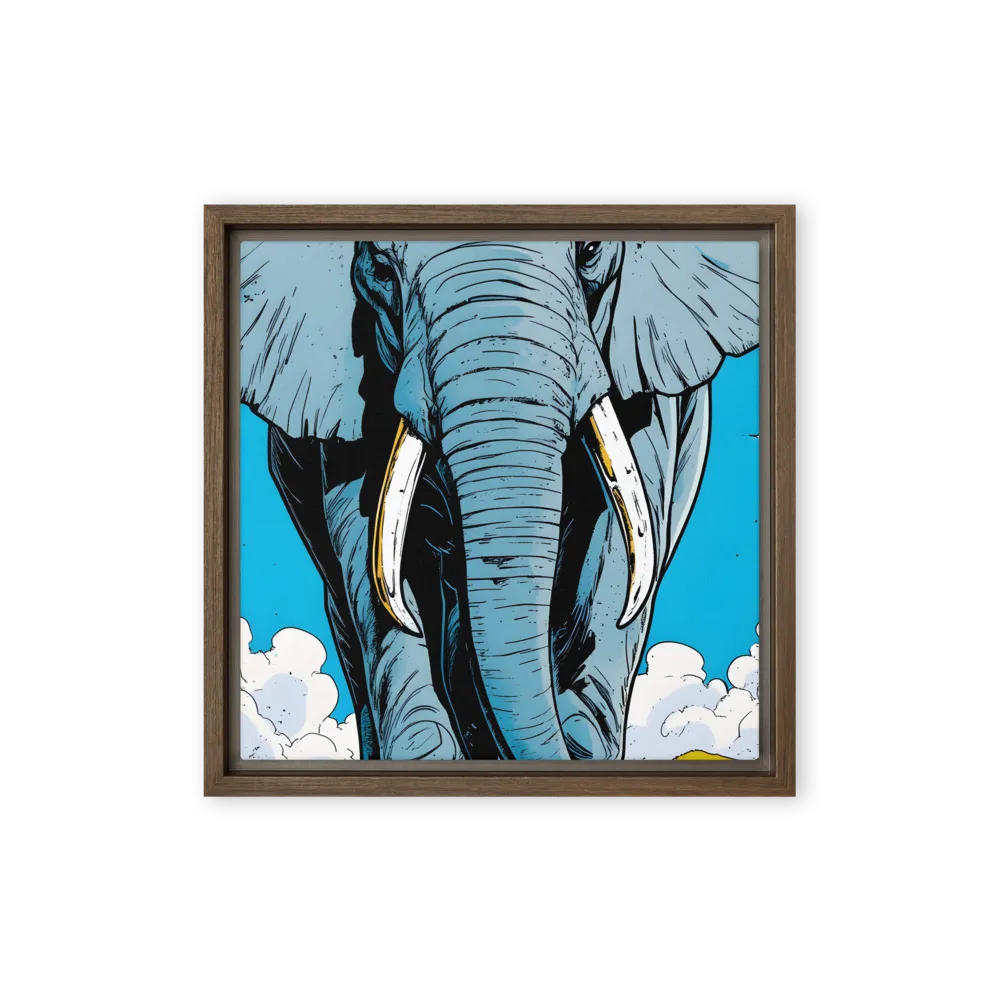 Majestic Presence: The Elephant | Canvas with Brown Frame | 12″×12″