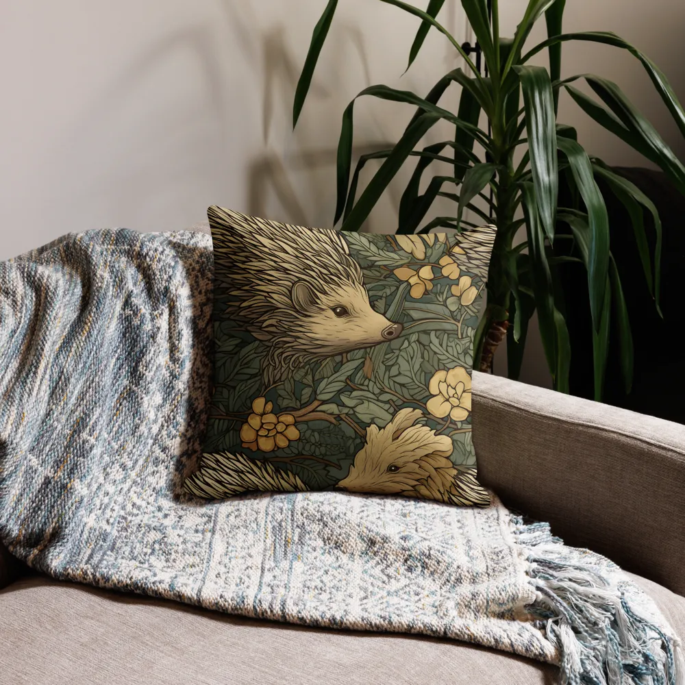 Whimsical Hedgehog Garden | Pillow Case | 18″×18″