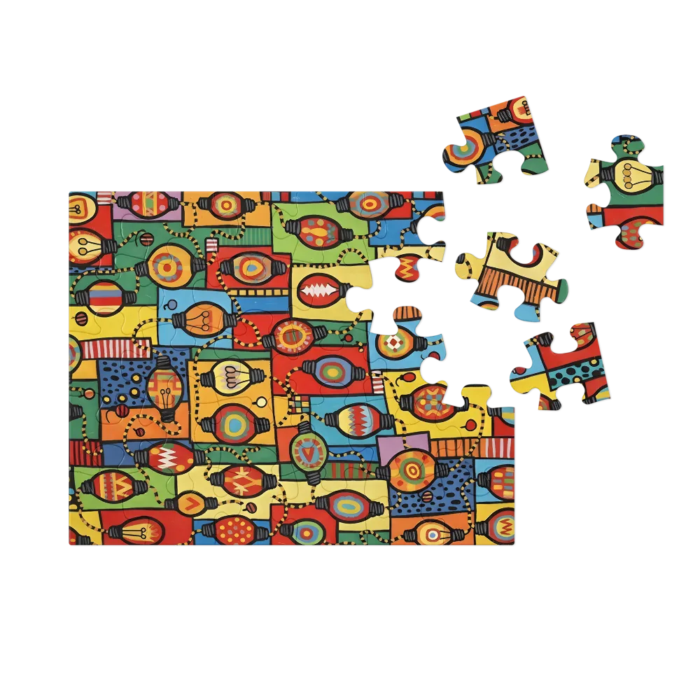 Patchwork Lightbulbs 
 Jigsaw Puzzle in Tin Box