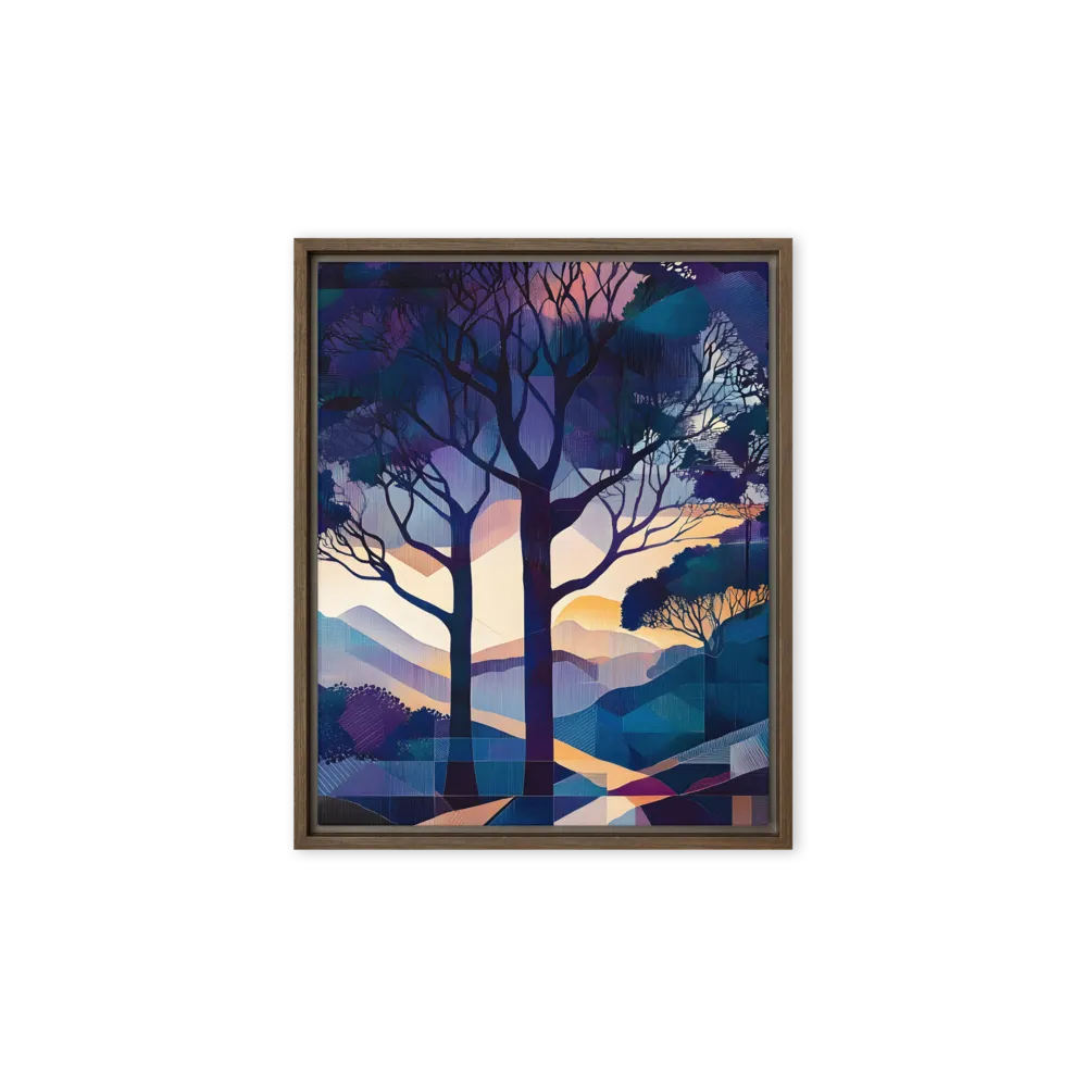Tranquil Geometry: A Journey Through Color | Canvas with Brown Frame | 8″×10″