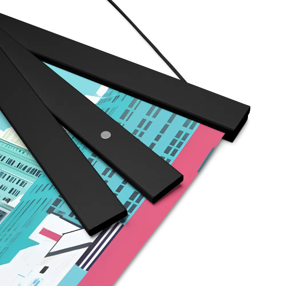 Urban Symphony: A Modern Cityscape | Poster With Black Wood Hanger | 12″×12″
