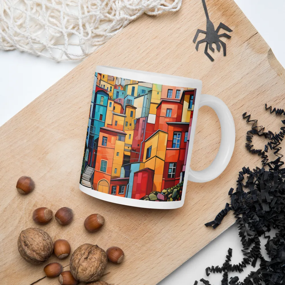 Vibrant Village: A Cubist Journey | Mugs | Multiple Sizes & Colors