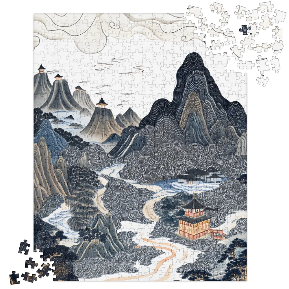 Harmony of Mountains and Temples | Jigsaw Puzzle | 520 pieces