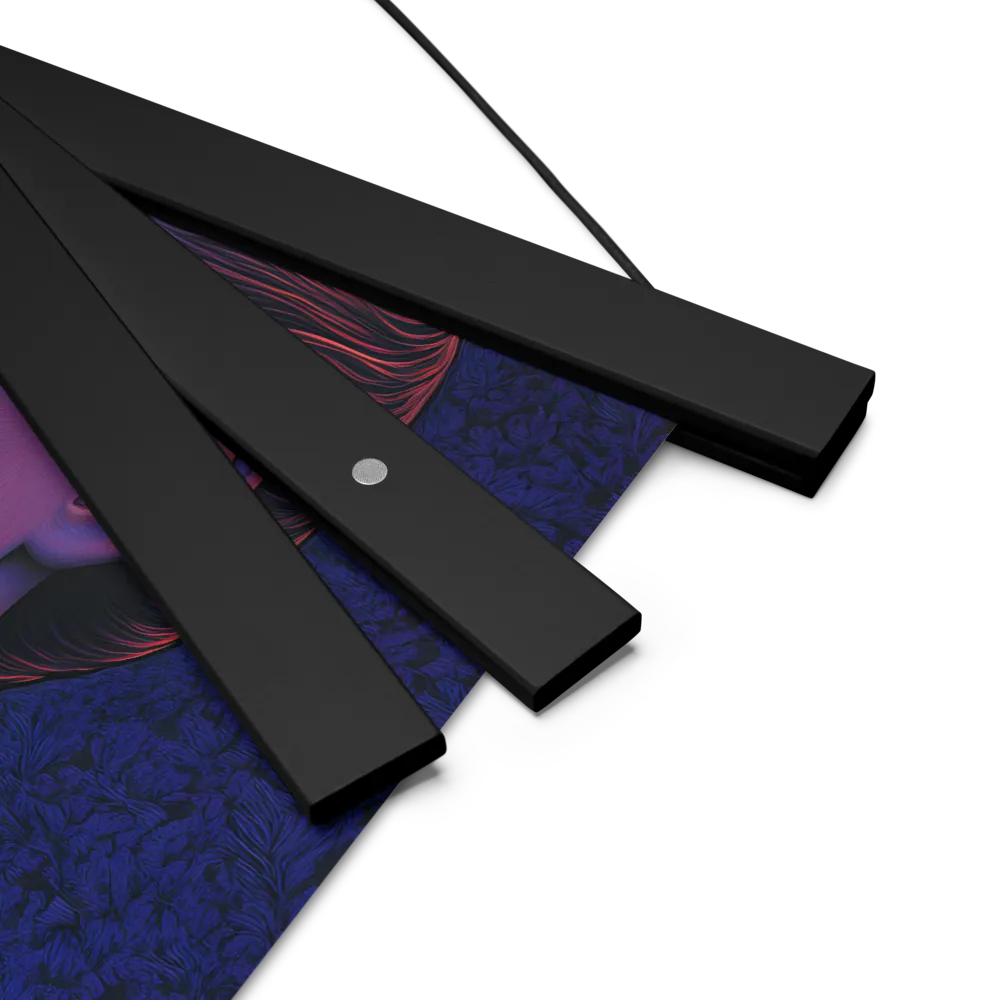 Ethereal Portrait in Blue and Red | Poster With Black Wood Hanger | 10″×10″
