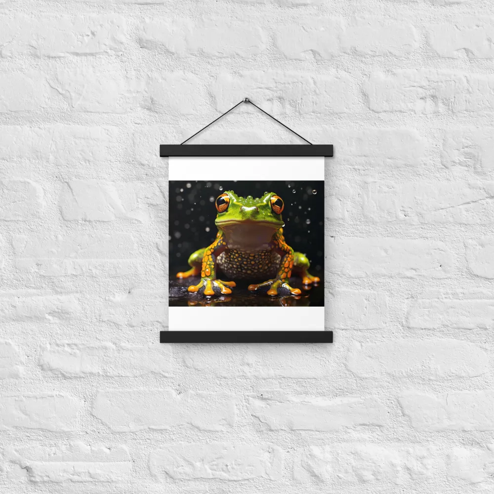 Emerald Elegance: The Frog in Focus | Poster With Black Wood Hanger | 11″×14″