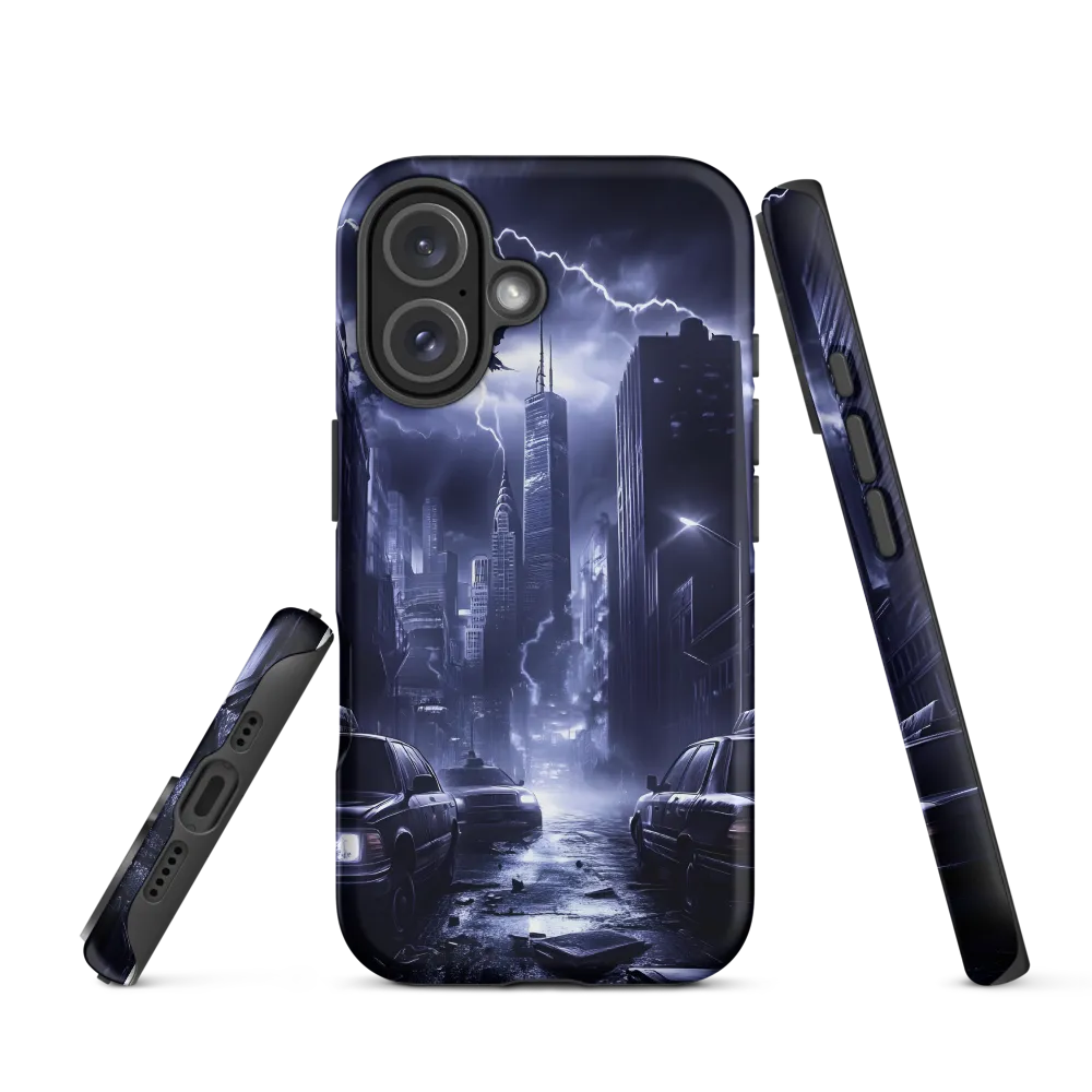 Stormy Cityscape: Shadows of the Night | Phone Case