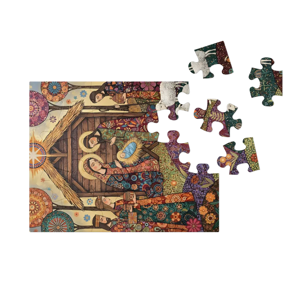 Floral Nativity 
 Jigsaw Puzzle in Tin Box