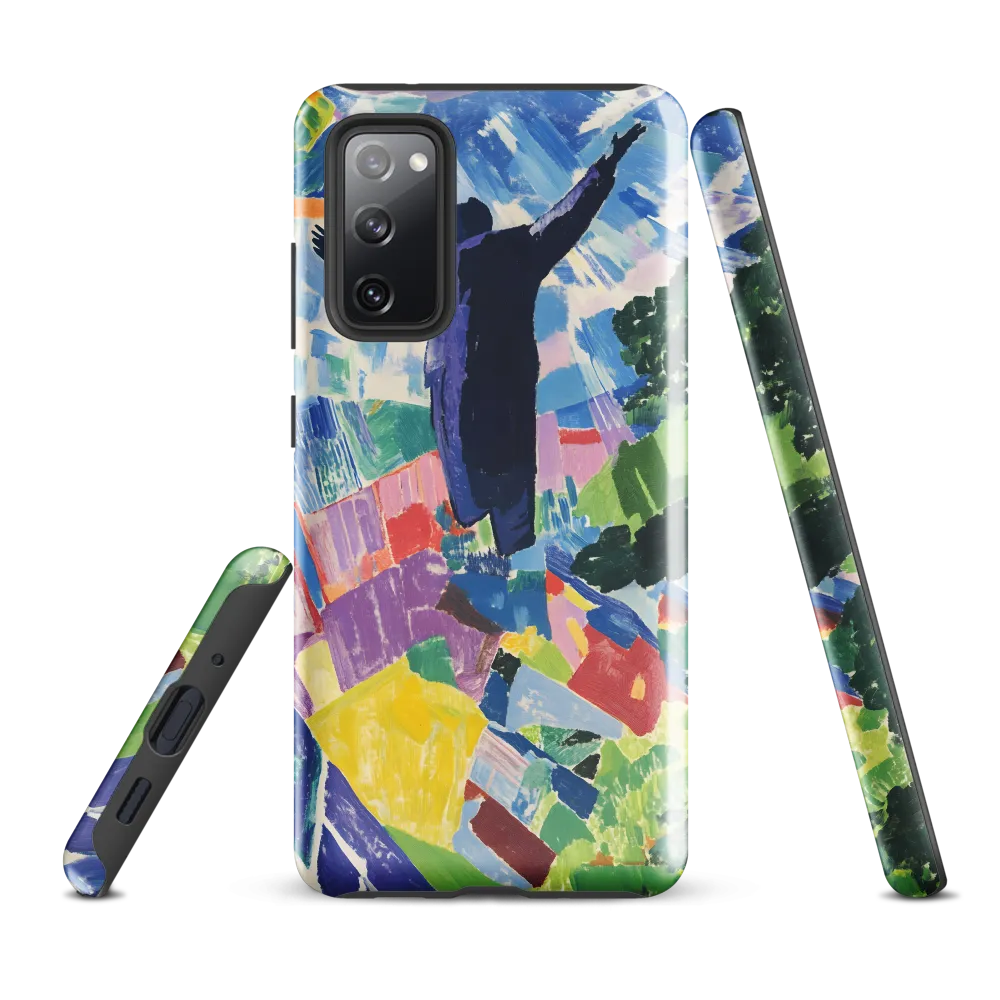 Elysium: A Soaring Figure Amidst Colorful Landscapes | Phone Case |  S20 FE | Tough Case | Glossy