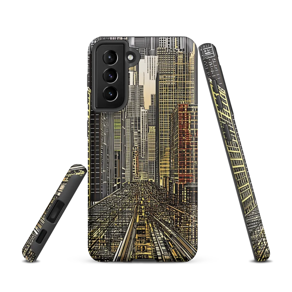 Urban Symphony: The Golden Grid | Phone Case |  S21 | Tough Case | Matte