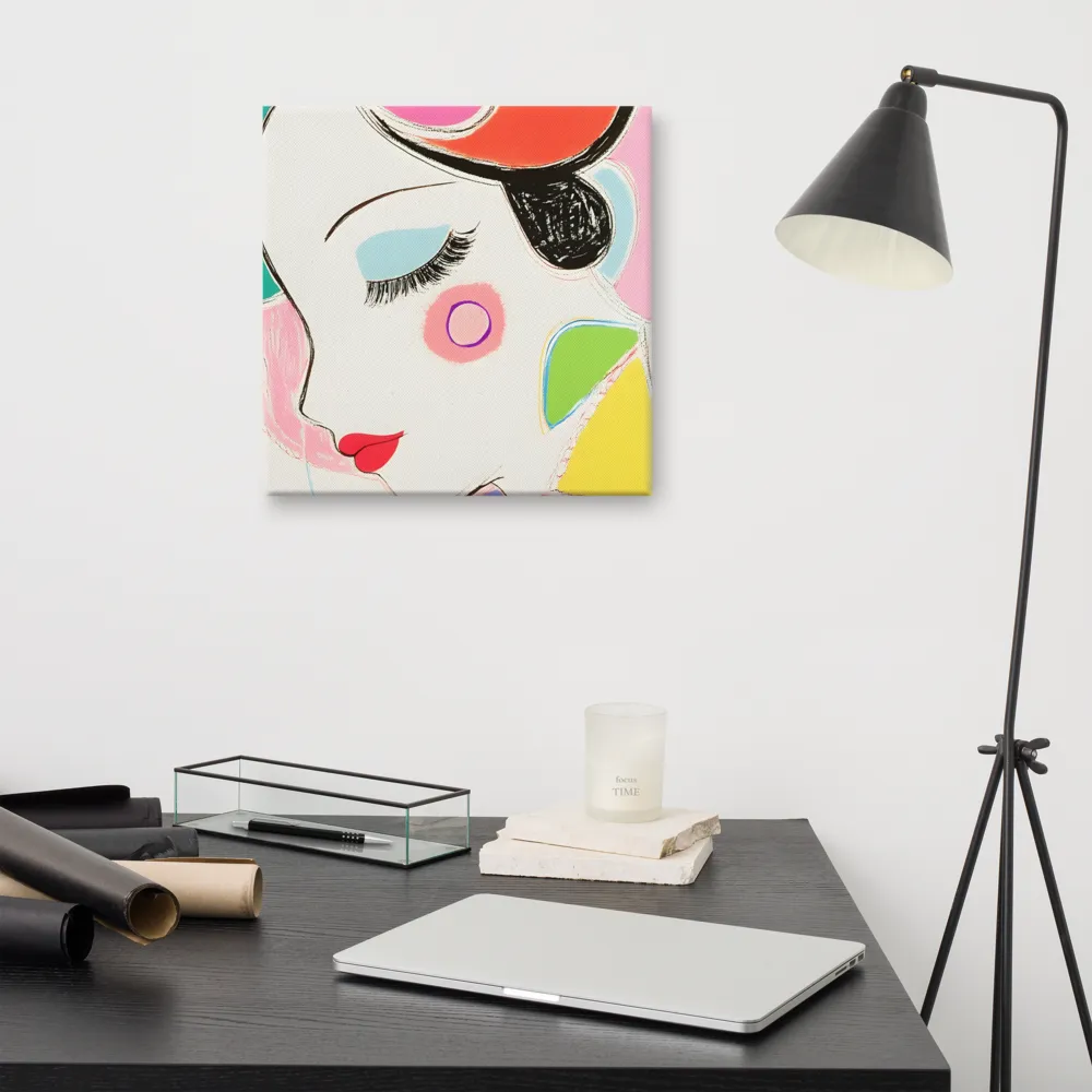 Whimsical Portrait in Colorful Abstraction | Canvas | 16″×16″