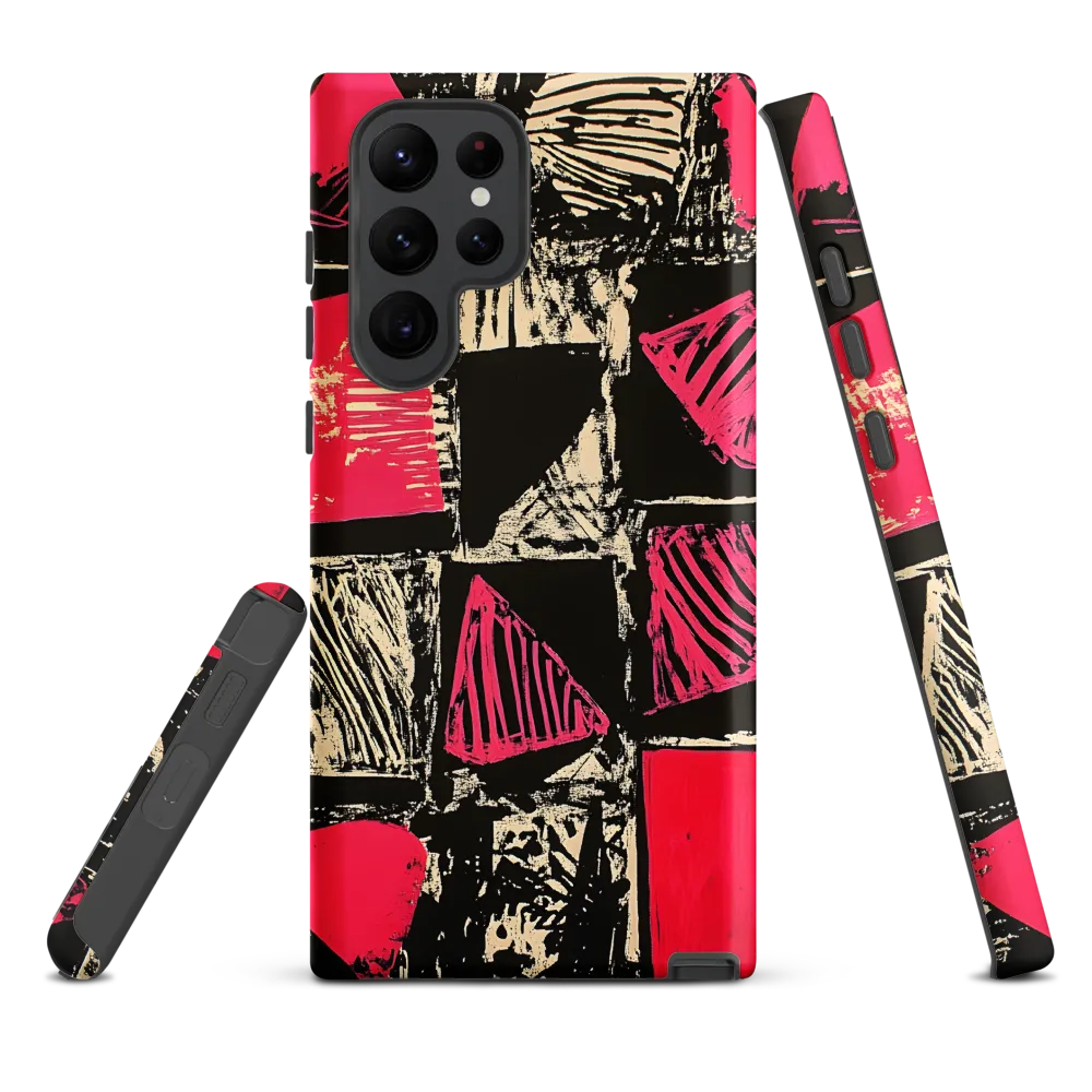Geometric Symphony in Pink and Black