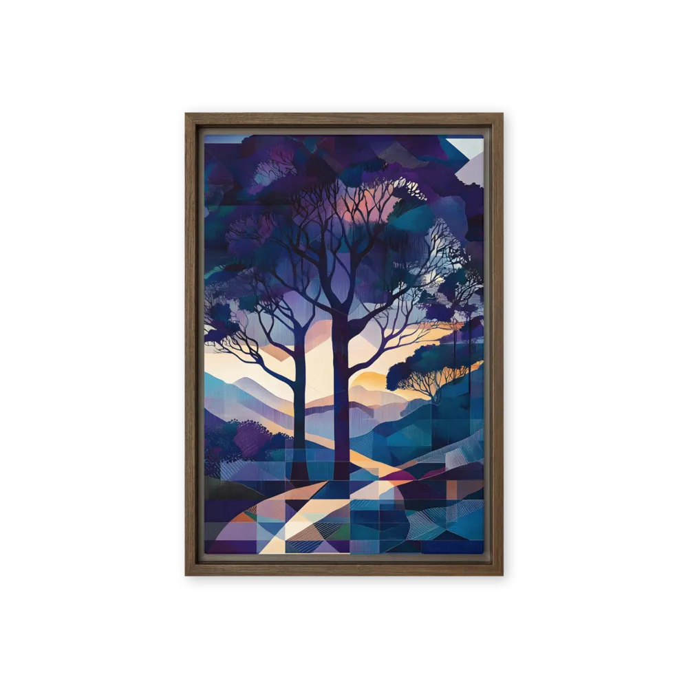 Tranquil Geometry: A Journey Through Color | Canvas with Brown Frame | 12″×18″
