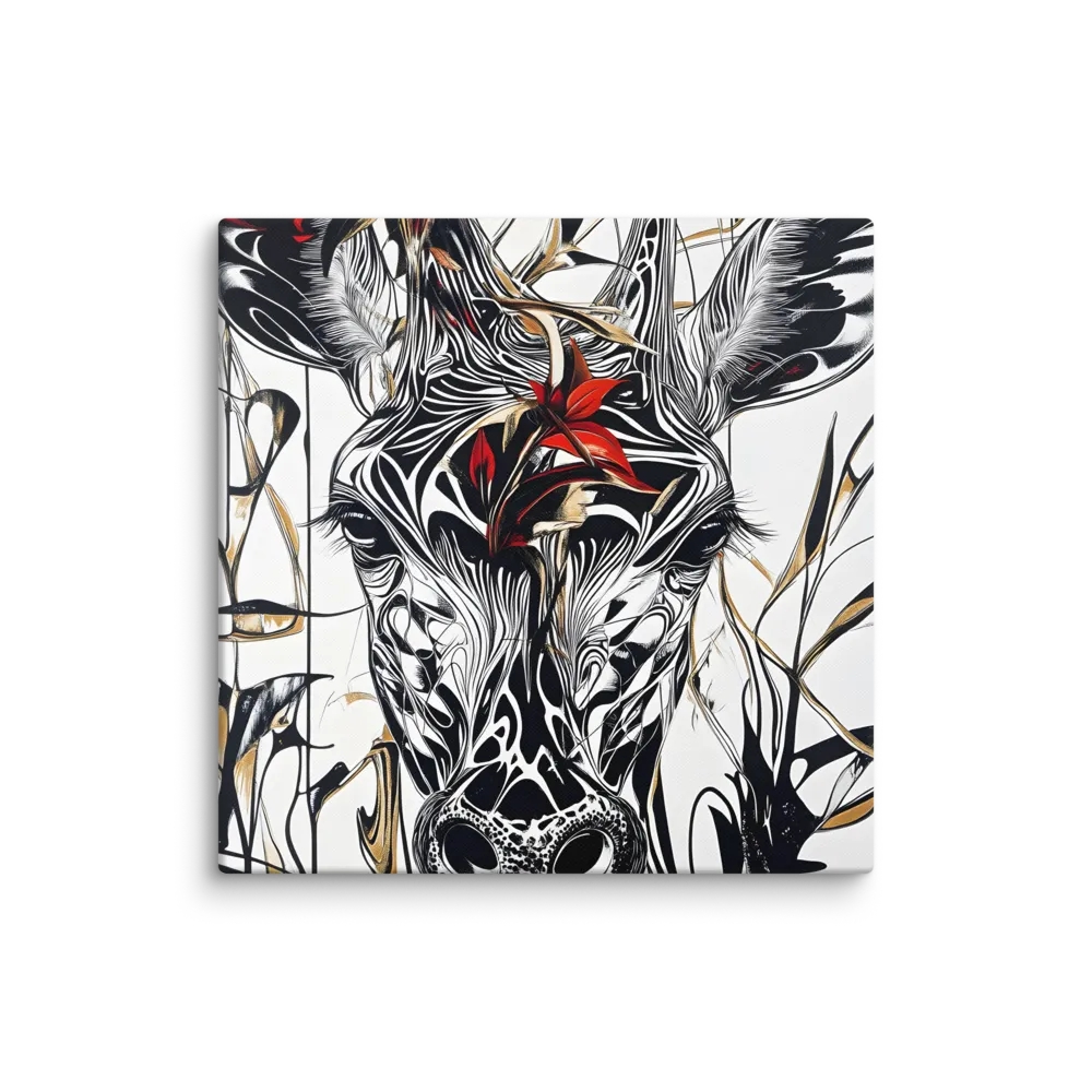Floral Elegance: The Giraffe's Portrait | Canvas | 30″×30″