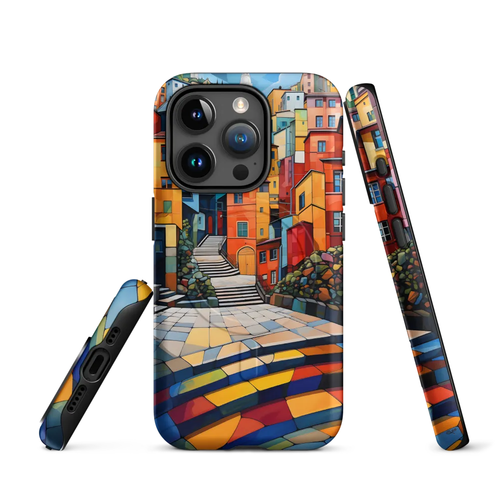 Vibrant Village: A Cubist Journey | Phone Case |  15 Pro | MagSafe® Tough Case | Matte