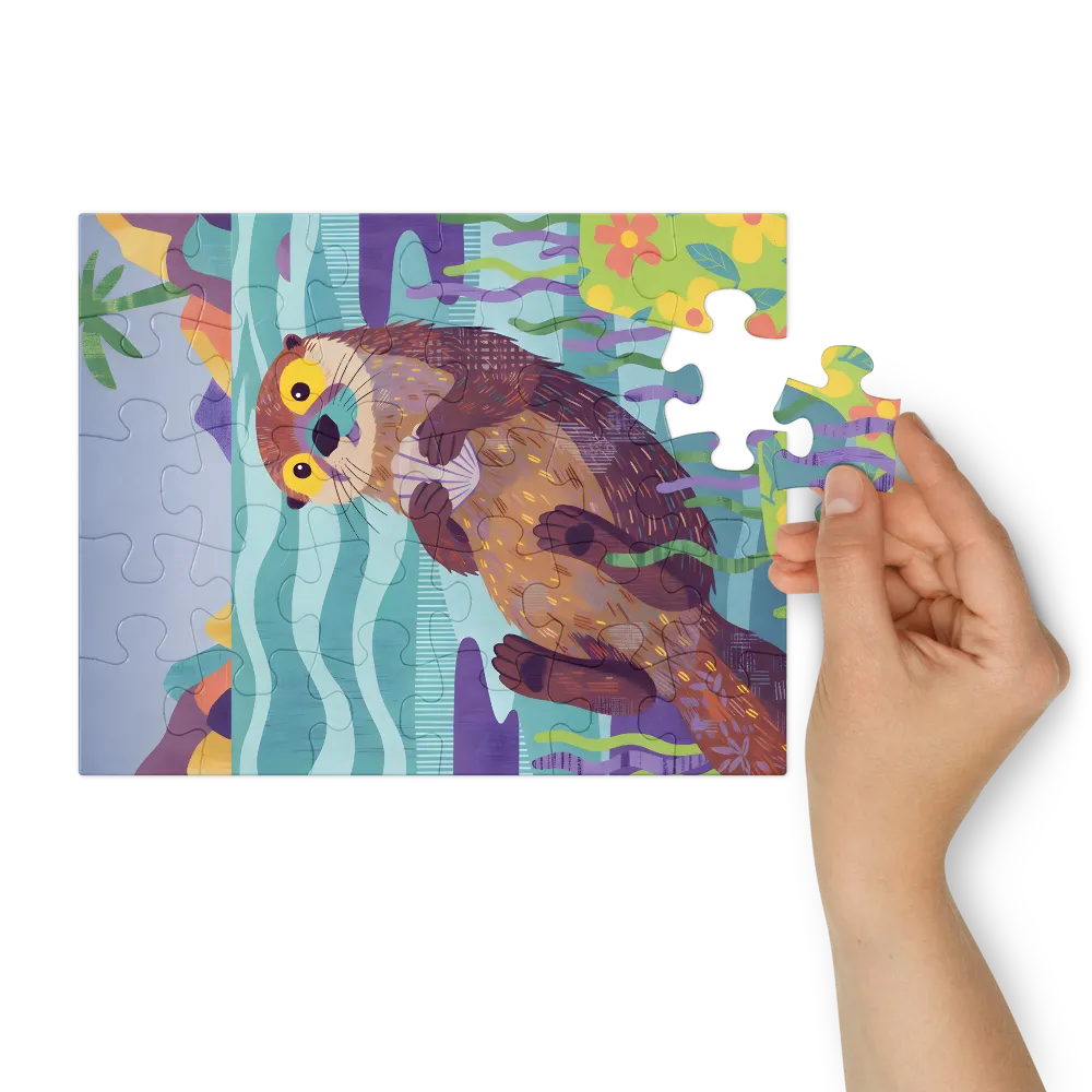 Shell-Holding Otter 
 Jigsaw Puzzle in Tin Box