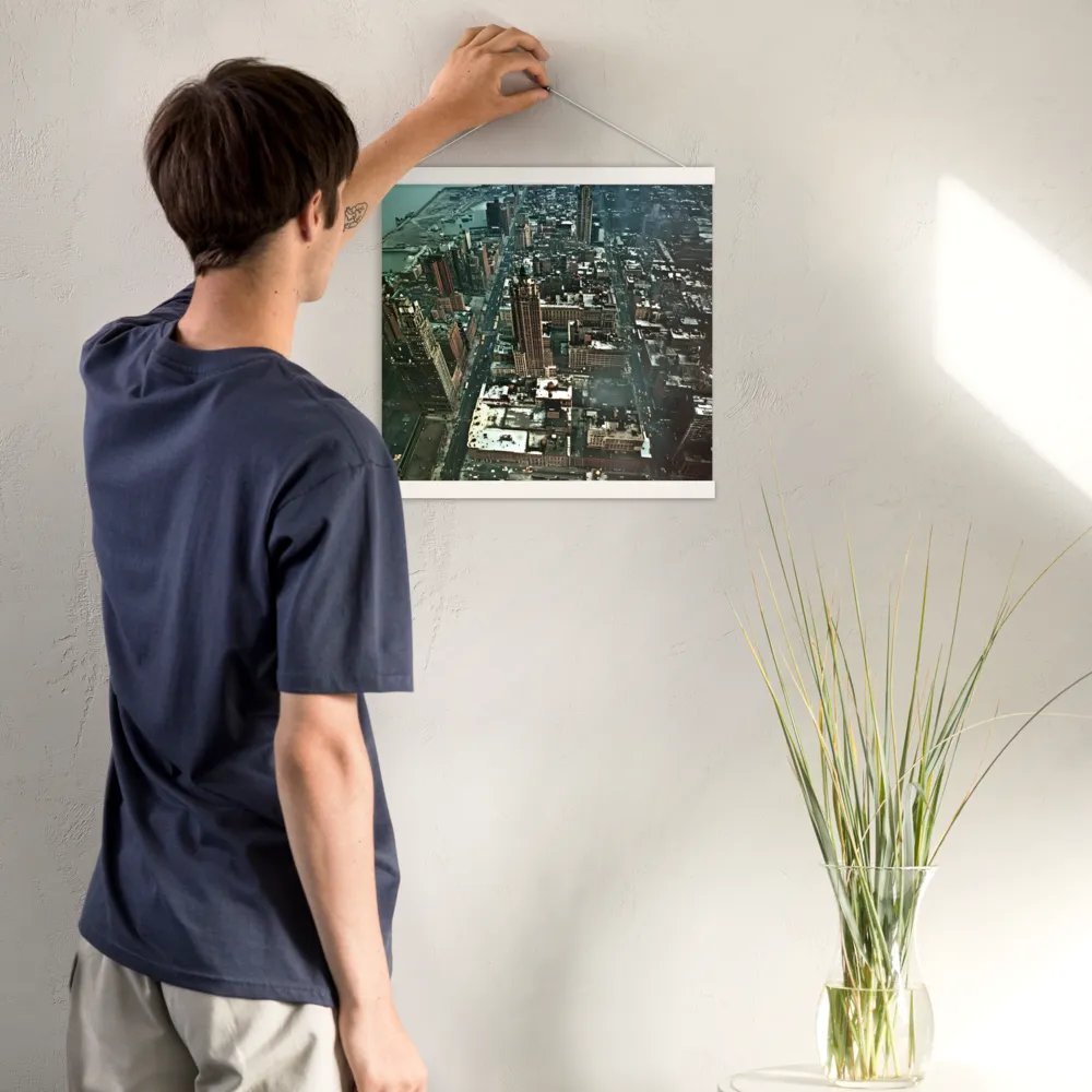 Aerial Symphony of Urban Life | Poster With White Wood Hanger | 16″×16″