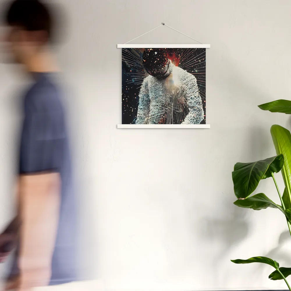 Ethereal Astronaut: A Journey Through the Cosmos | Poster With White Wood Hanger | 18″×18″