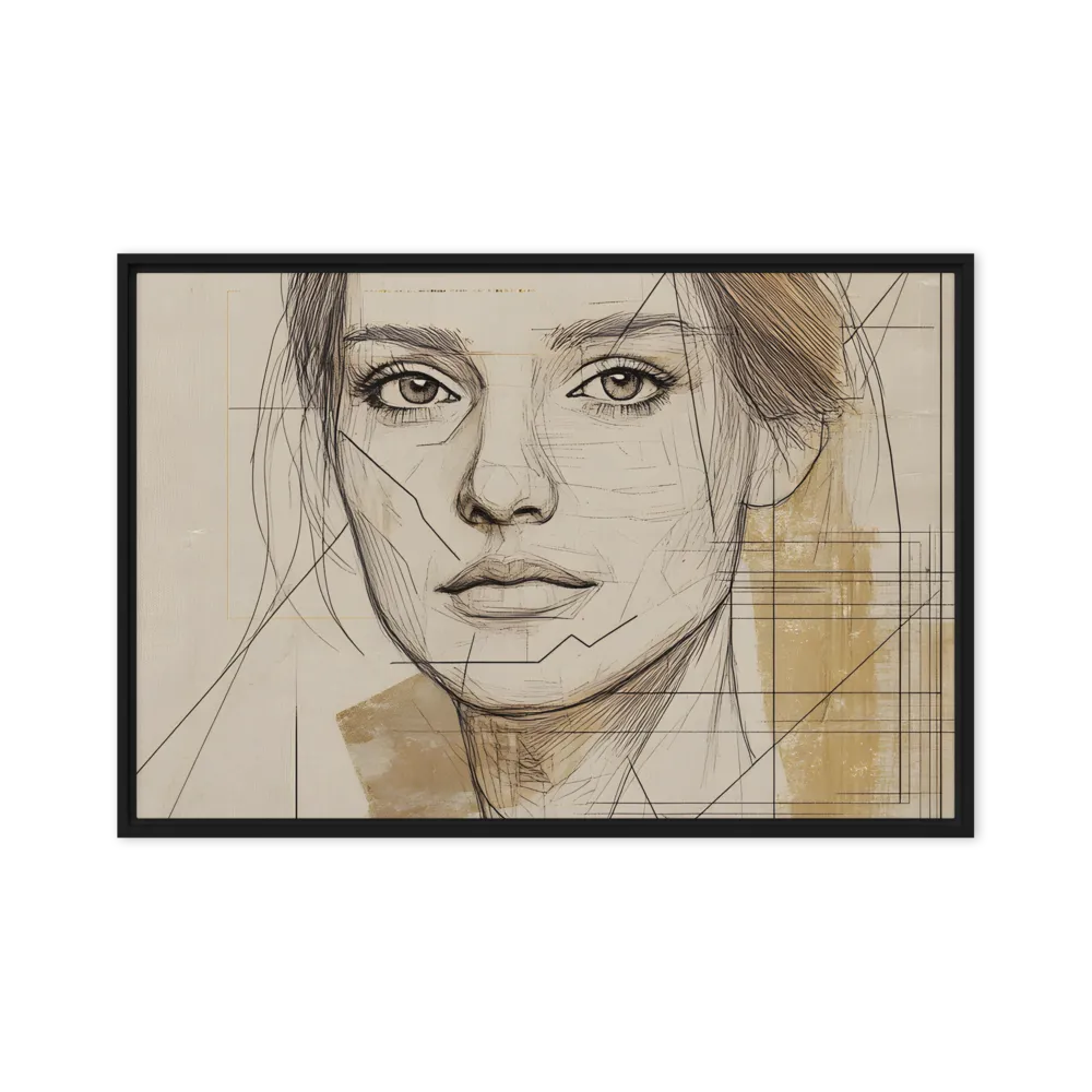 Geometric Elegance: A Modern Portrait | Canvas with Black Frame | 20″×30″