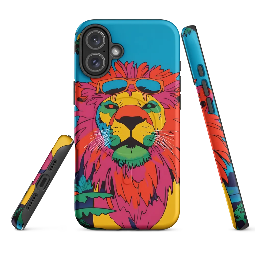 Lion with Sunglasses: A Vibrant Tropical Portrait