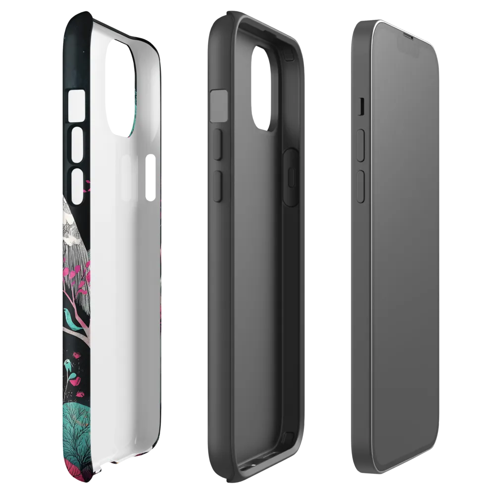 Ethereal Presence: Heron in a Floral Dreamscape | Phone Case |  14 Plus | Tough Case | Matte