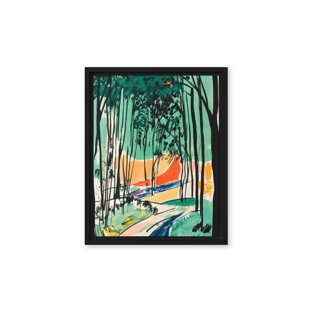 Winding Path Through the Forest | Canvas with Black Frame | 11″×14″