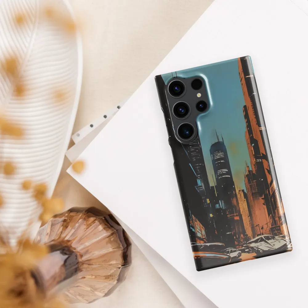 Futuristic Cityscape in Blue and Orange