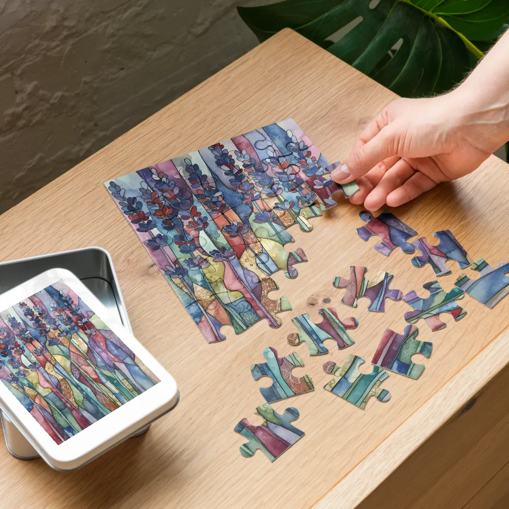 Lavender Mosaic 
 Jigsaw Puzzle in Tin Box
