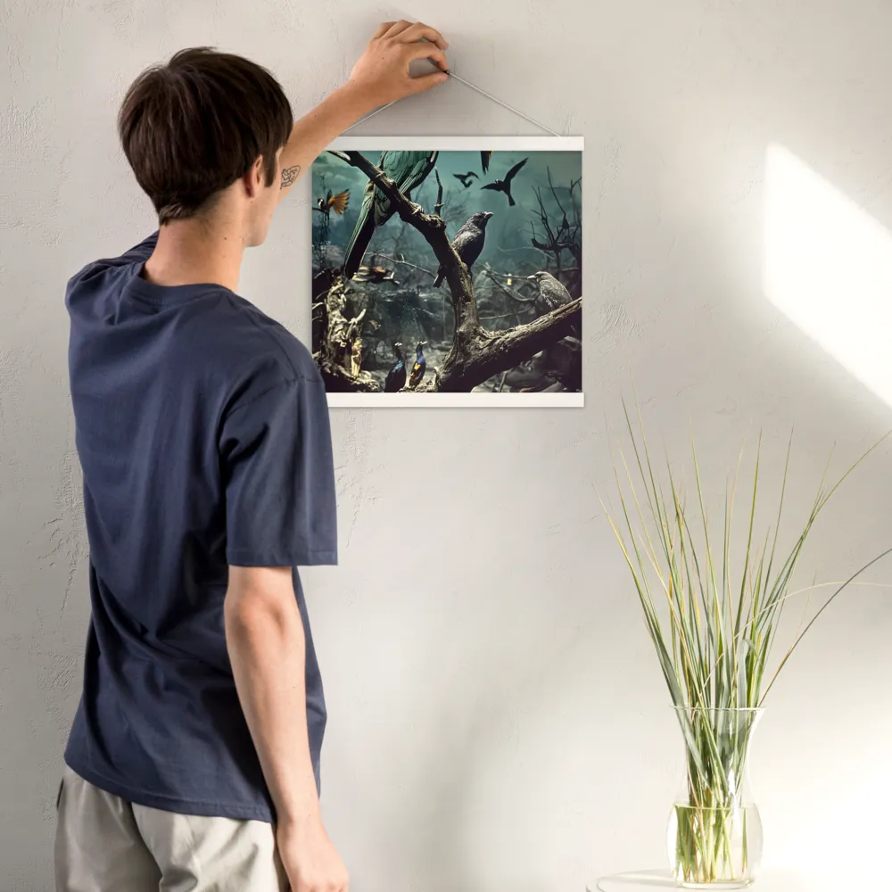 Whispers of the Avian Realm | Poster With White Wood Hanger | 16″×16″