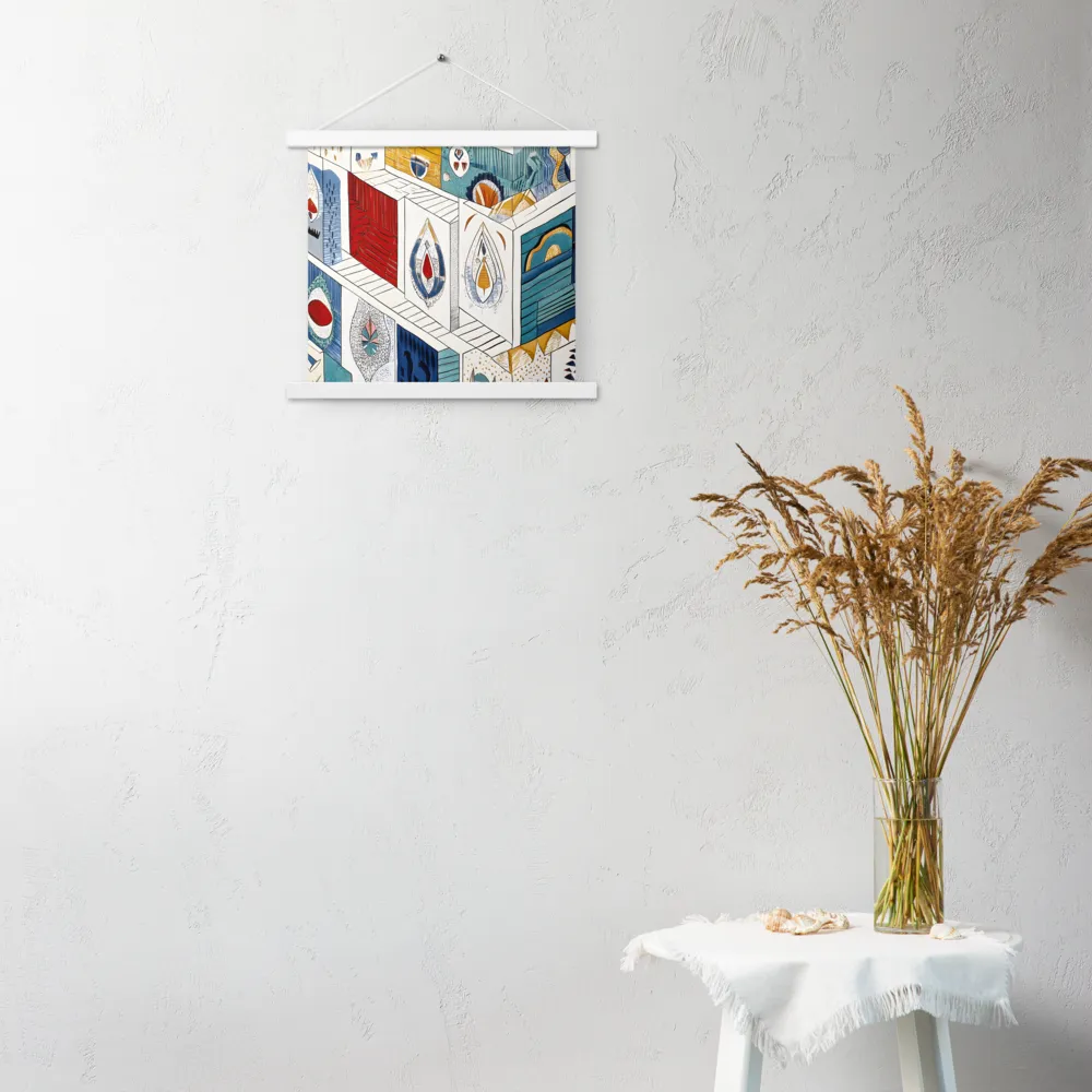 Symphony of Geometric Harmony | Poster With White Wood Hanger | 14″×14″