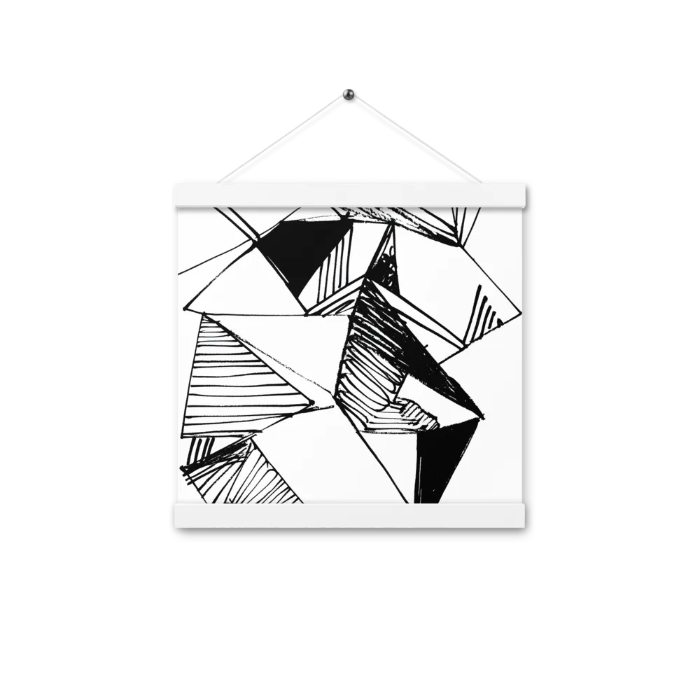 Dynamic Geometry in Ink | Poster With White Wood Hanger | 12″×12″