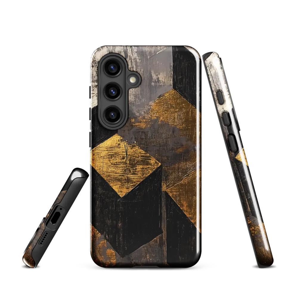 Geometric Harmony in Gold and Black | Phone Case |  S24 | Tough Case | Glossy