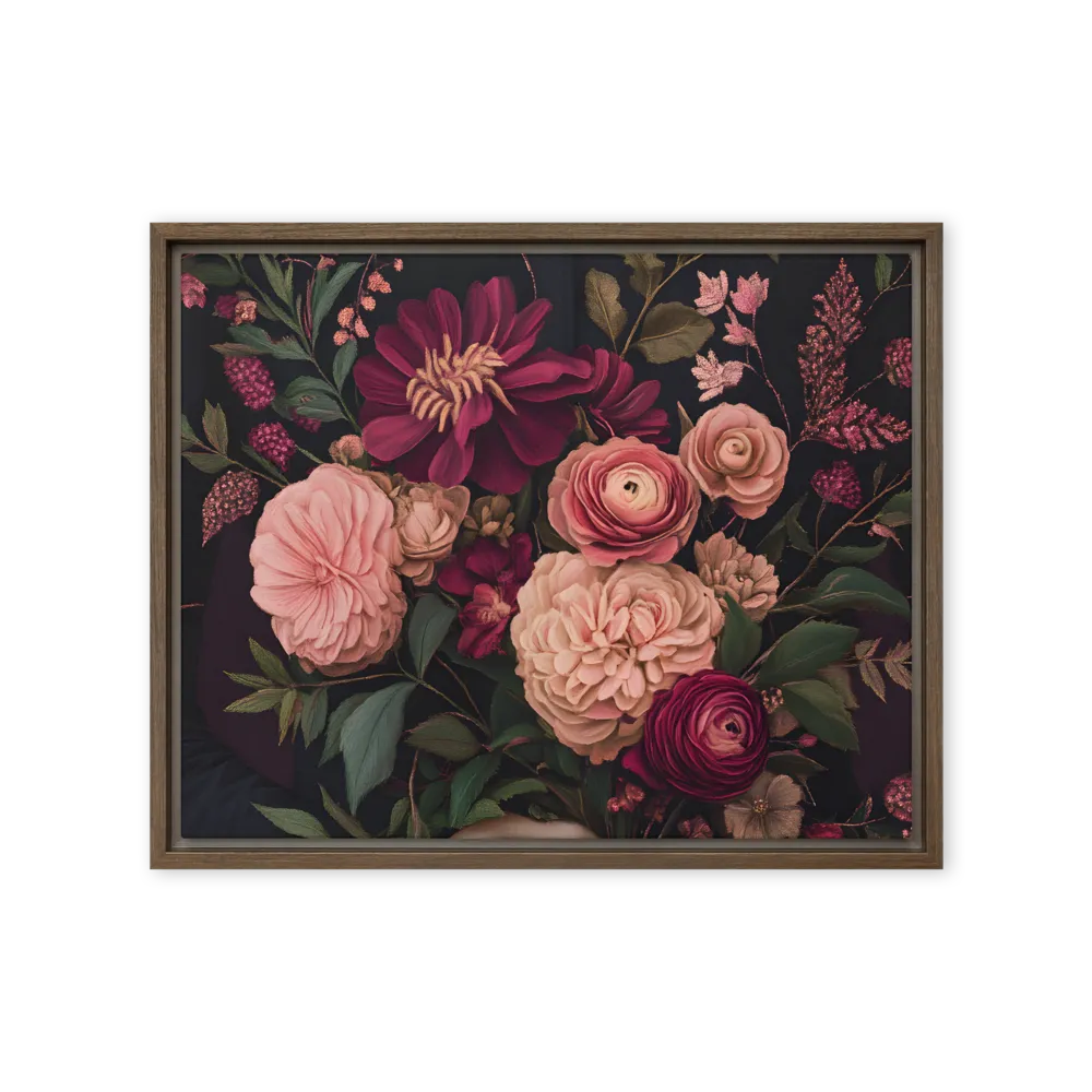 Botanical Elegance | Canvas with Brown Frame | 16″×20″