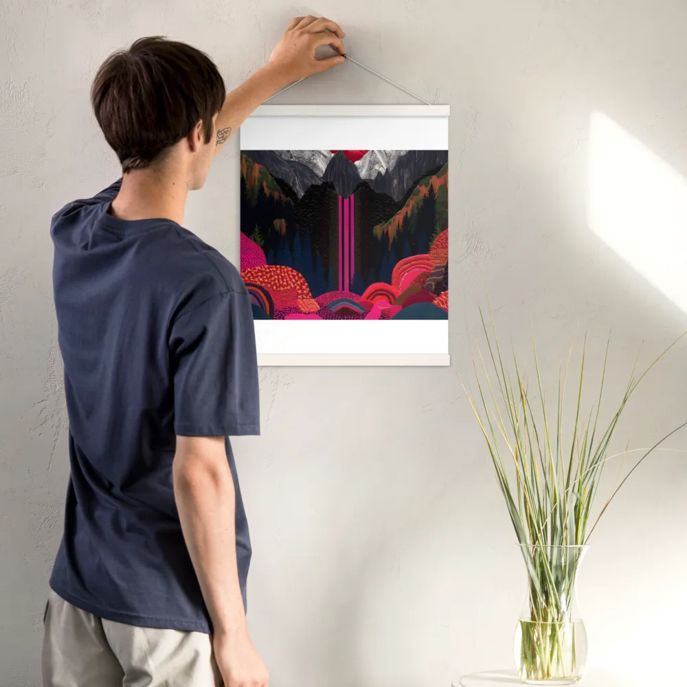 Ethereal Cascade: A Surreal Landscape | Poster With White Wood Hanger | 16″×20″