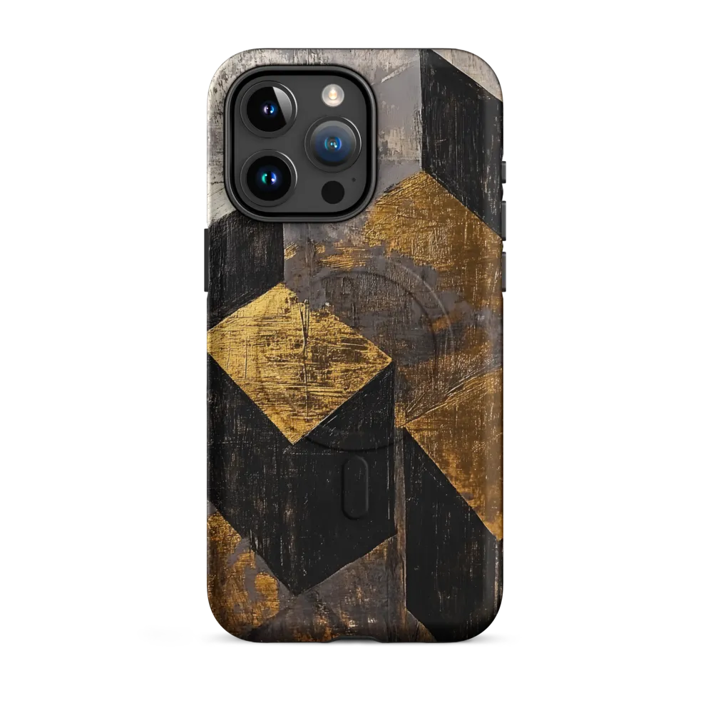 Geometric Harmony in Gold and Black | Phone Case |  15 Pro Max | MagSafe® Tough Case | Matte